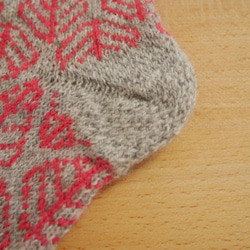 葉っぱ模様の編み込み靴下/ピンク 3枚目の画像