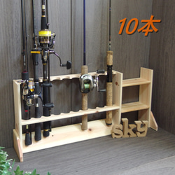 ロッドスタンド 10本 国産ヒノキ製 ロングver. その他インテリア