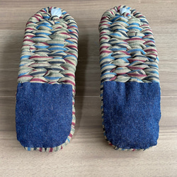 手編み布ぞうり 24cm 木綿素材 縮小可能 室内履き スリッパ ルームシューズ 2枚目の画像