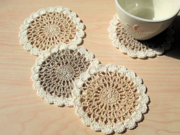 再販✿リネンでレース編み*オリジナルコースター・ドイリー  