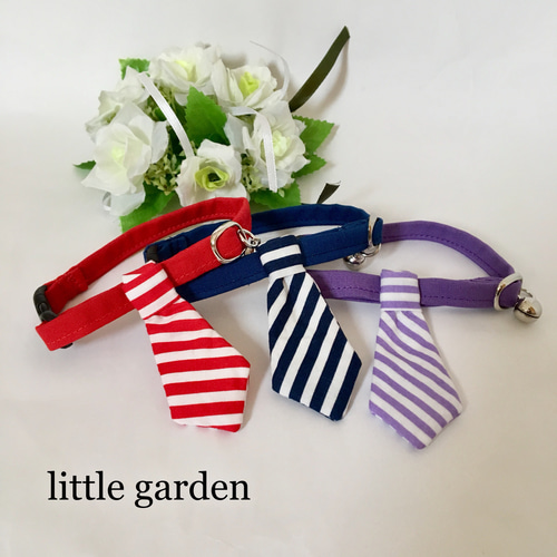 迷子札になるネクタイつき首輪 リード・首輪 優しい首輪 little garden