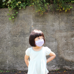 完売　リネンと冷感素材の夏マスク　子供用　ラベンダー 2枚目の画像