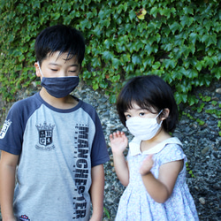 リネンと冷感素材の夏マスク　子供用　ミモザイエロー 6枚目の画像