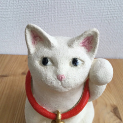 陶器のまねき猫(白) 6枚目の画像