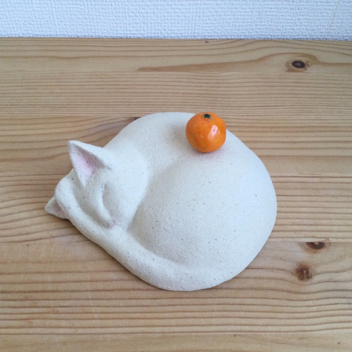 猫好きさんへ　鏡餅　焼物 猫好きさんに】陶土ずっと飾れる鏡餅「おもちねこ」 その他