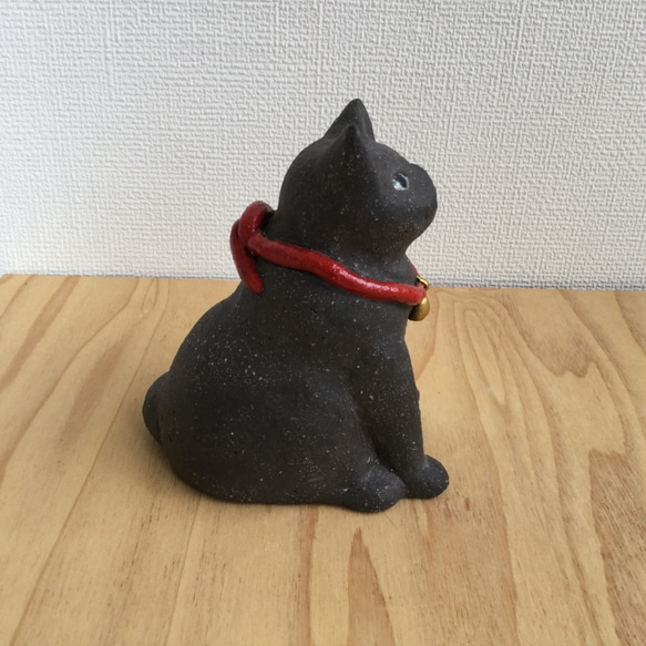 陶器の黒いまねき猫 2枚目の画像