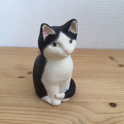 陶器のハチワレの子猫 3枚目の画像