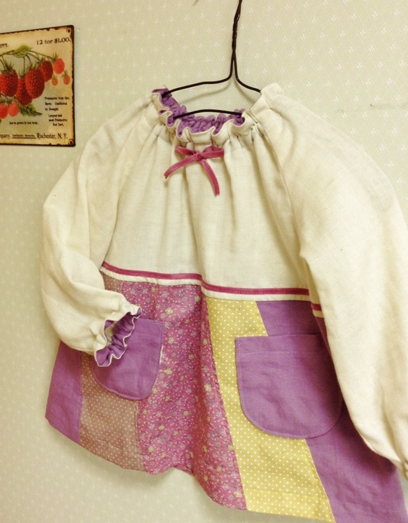 Wガーゼのふわふわスモック「切り替えしスカート」　サイズS 1枚目の画像