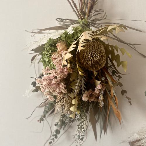 期間限定！送料無料】ドライフラワースワッグ バンクシア