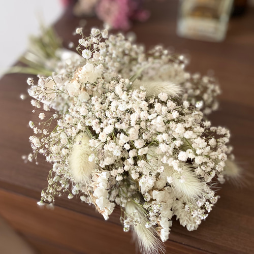 ふんわり かすみ草のドライフラワースワッグ スワッグ 六花 りっか 