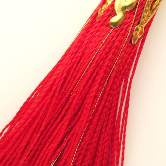 ロングタッセルパーツ絹糸　赤 2枚目の画像
