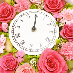 プリザーブドフラワー  花時計　【フレッシュ花時計・ピンク】　フラワー時計　ピンク　時計　壁掛け時計　置き時計 3枚目の画像