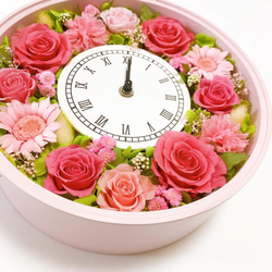 プリザーブドフラワー  花時計　【フレッシュ花時計・ピンク】　フラワー時計　ピンク　時計　壁掛け時計　置き時計 7枚目の画像