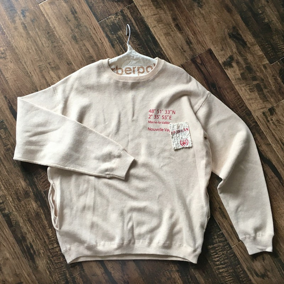 スラッシュキルトバッジ付きニットソー/L-BEIGE 6枚目の画像