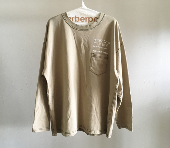 ヘヴィーozステッチワークロングスリーブWIDE-Tee/BEIGE 1枚目の画像