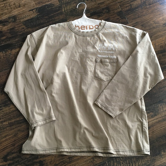 ヘヴィーozステッチワークロングスリーブWIDE-Tee/BEIGE 3枚目の画像