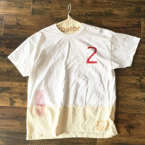 バイカラー WIDE Tee/WHITE×NATURAL 3枚目の画像