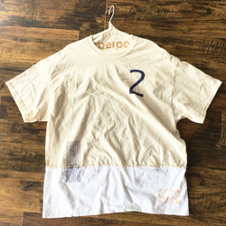 バイカラー WIDE Tee/NATURAL×WHITE 3枚目の画像