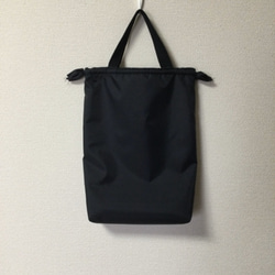ナイロンタフタ黒色無地上履き入れ 25×30 体育館シューズ袋（シューズ