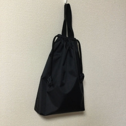 ナイロンタフタ黒色無地上履き入れ　25×30　体育館シューズ袋（シューズケース、巾着袋、撥水生地） 3枚目の画像