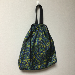 negoland やや小さめサブバッグ(巾着バッグ、花柄、巾着、エコバッグ、撥水、ナイロン） 3枚目の画像