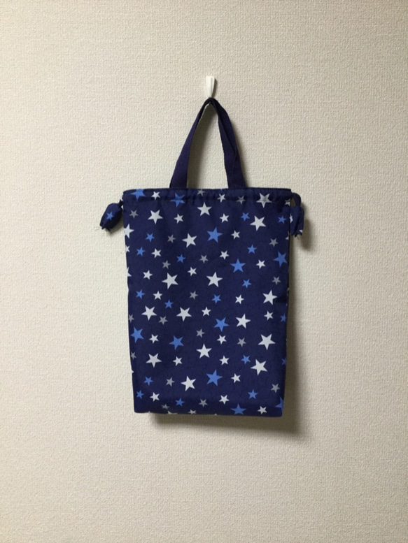 negoland 【入園入学】星柄上履き入れ 25×30 体育館シューズ袋（巾着袋