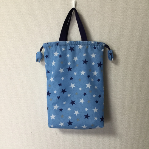 negoland 【入園入学】星柄上履き入れ 25×30 体育館シューズ袋（巾着袋