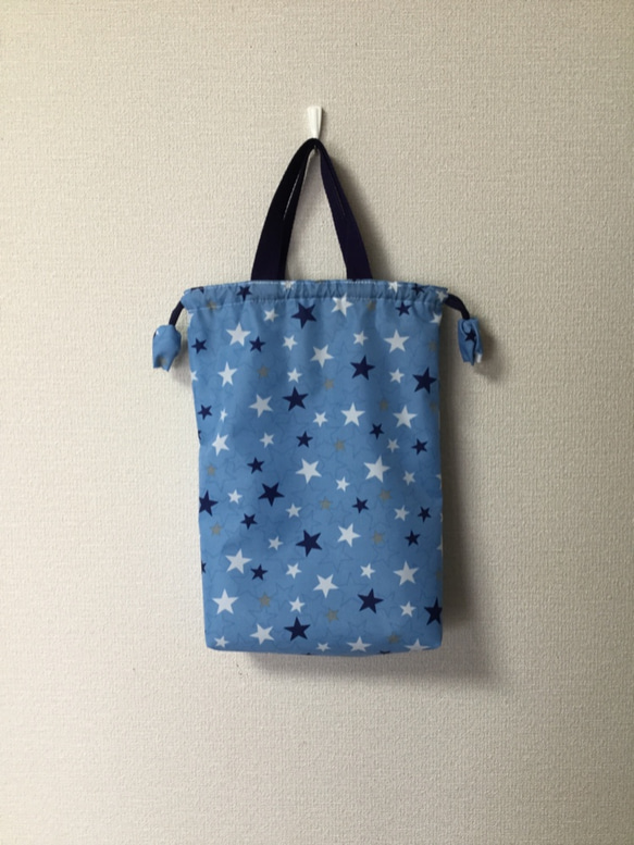 negoland 【入園入学】星柄上履き入れ 25×30 体育館シューズ袋（巾着袋