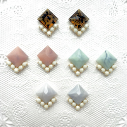 square marble  /earring/pierce 1枚目の画像