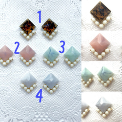 square marble  /earring/pierce 2枚目の画像