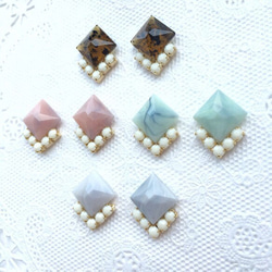 square marble  /earring/pierce 3枚目の画像