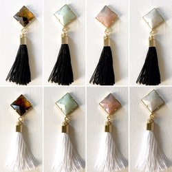 square marble  tassel  /earring/pierce 2枚目の画像