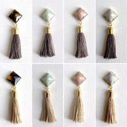 square marble  tassel  /earring/pierce 3枚目の画像