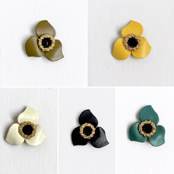 Leather Flower　earring/　pierce 3枚目の画像