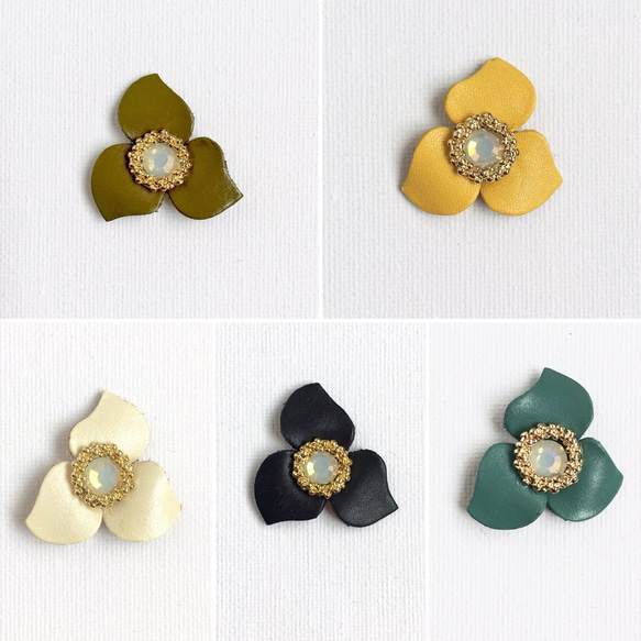 Leather Flower　earring/　pierce 4枚目の画像