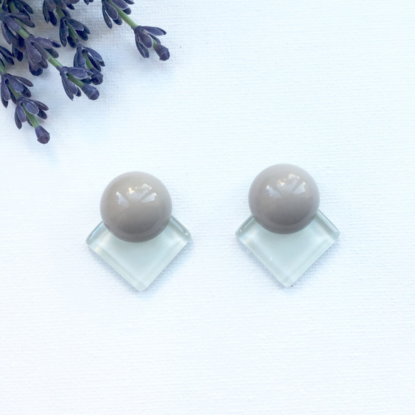 square glass   シカクとマル ０１　 earring/　pierce　 2枚目の画像