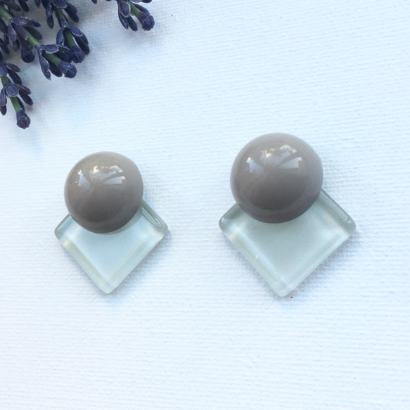 square glass   シカクとマル ０１　 earring/　pierce　 4枚目の画像