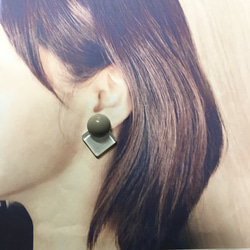 square glass   シカクとマル ０１　 earring/　pierce　 5枚目の画像