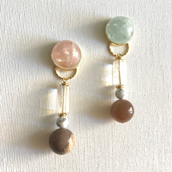 2ＷＡＹ　ビンテージデザインイヤリング　Natural stone　02 イヤリング/ピアス 2枚目の画像