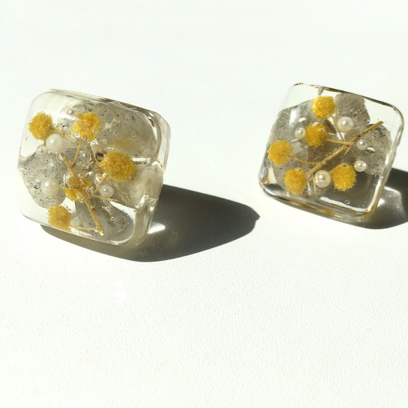 2ＷＡＹ　Natural stone タッセル　ミモザ　イヤリング/ピアス 3枚目の画像