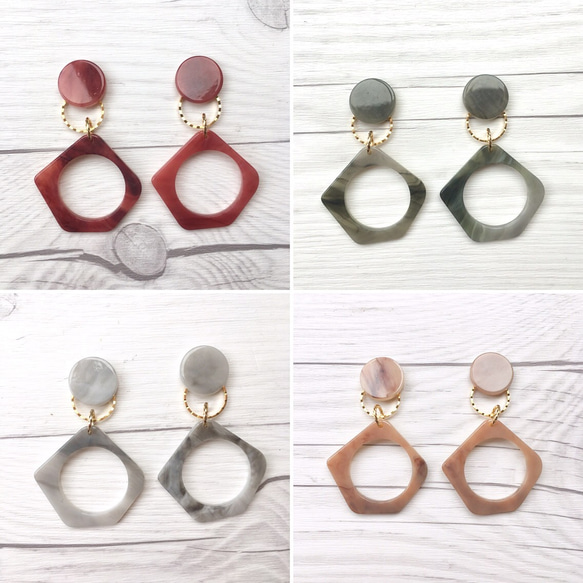 2way アクリルフープ イヤリング/ピアス 4枚目の画像