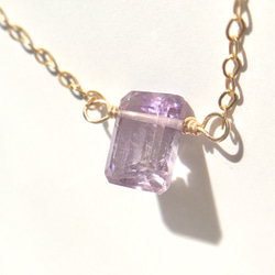 14kgf　Natural stone　rectangle Necklace  ローズアメジスト 8枚目の画像