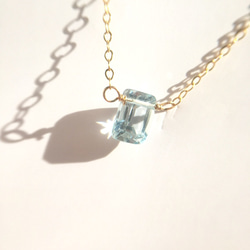 14kgf　Natural stone　rectangle Necklace  スカイブルートパーズ 4枚目の画像