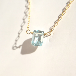 14kgf　Natural stone　rectangle Necklace  スカイブルートパーズ 6枚目の画像