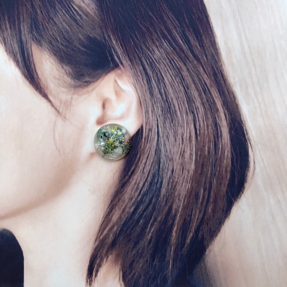 ボタニカル 紫陽花 lavender & green 02　 earring/pierce 5枚目の画像