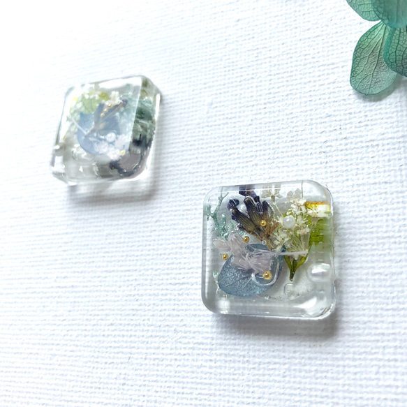 ボタニカル 紫陽花 lavender & green 03　 earring/pierce 1枚目の画像