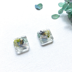 ボタニカル 紫陽花 lavender & green 03　 earring/pierce 4枚目の画像