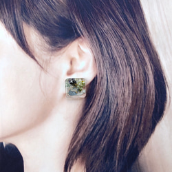 ボタニカル 紫陽花 lavender & green 03　 earring/pierce 5枚目の画像