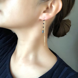 14kgf chain nonhole pierce ロンドンブルートパーズ&サファイア 8枚目の画像