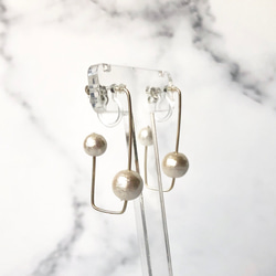 rectangle pearl hoop earring　SV925 5枚目の画像